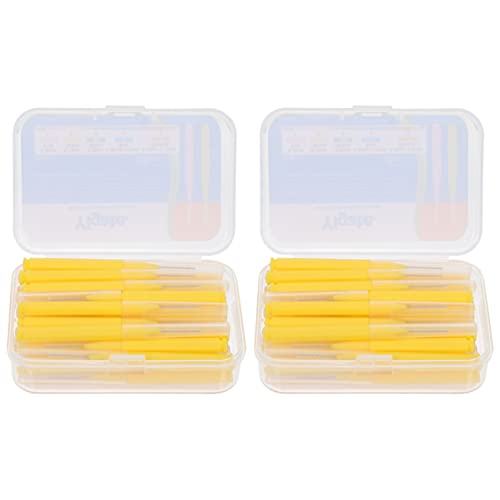 DOITOOL 60Pcs Interdental Brush 0. 6mm Flosser Toothpick Cleaners Braces Brush Between Teeth Brush Oral Sticks for Orthodontic Tooth Health Care Supplies Yellow