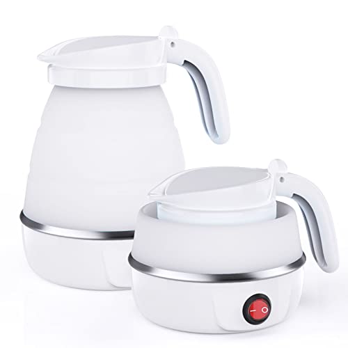 Foldable Electric Kettle, Camping Kettle, Mini Travel Silicone Electric Water Boiler, Tea Coffee Maker, Portable Coffee Kettle with Separable Power Cord for Outdoor Hiking Camping