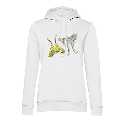 Sweat à capuche biologie et illustration ancienne de papillons verts premium