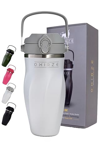 OXIRZE Shaker Bottle for Protein Mixes &ndash; Double Wall Stainless Steel, For Shakes, Smoothies...