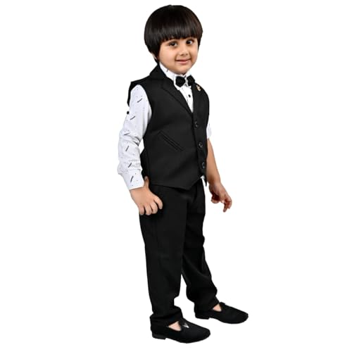 Image of Kids Ethnic Suit Set I 3 Piece Party Suit for Boys | Kids Suit Set Shirt, Pant & Waistcoat I Birthday Boys Party Dress