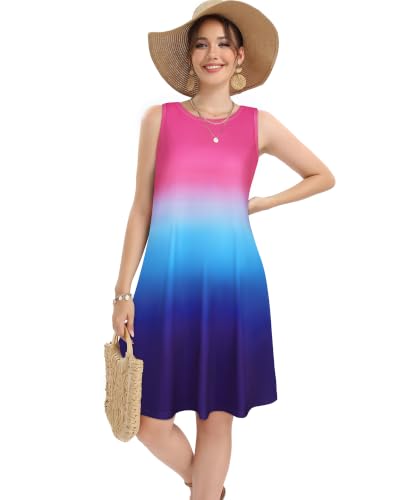 Image of elescat Women's Summer Dresses Casual Sleeveless Loose Sundress with Pocket