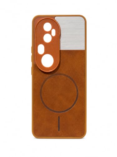 Image of Bintage 2in1 Hard Slim Back Case | Soft Border Camera Protect | Dual PU Leather Finish Back Cover Compatible for Vivo T4 Ultra 5G - White & Brown