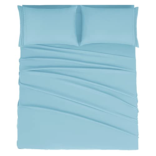 Mejoroom Full Size Sheet Set,Extra Soft Luxury Brushed Microfiber 1800 Full Sheets With 16 Inch Deep Pocket - Breathable Wrinkle Fade Stain Resistant Hypoallergenic - 4 Piece (Full, Aqua) #TOP20