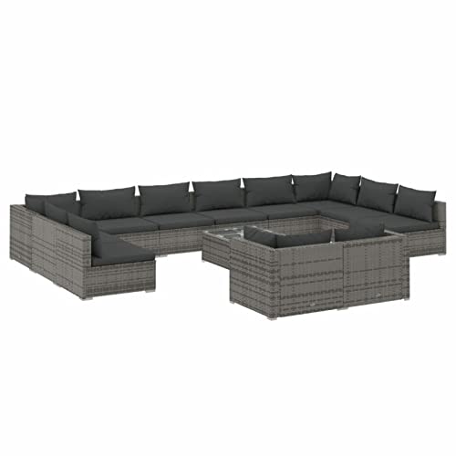Bounv Poly Rattan Loungemöbel Gartenlounge mit Kissen 12-13 Personen Sitzgruppe Gartenmöbel Gartengarnitur Wetterfest…