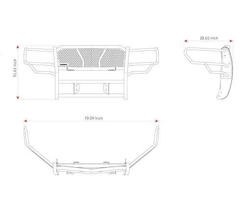 Image of BLACK HORSE RU-FOF109-B Black Rugged Grille Guard
