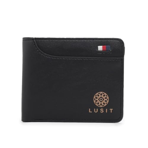 Carteira masculina Lusit Couro Minimalista modelo fino (Preto)