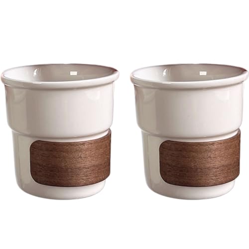 Set 2 Mugs de Cerámica Blanca 220 ml Taza con Manguito miniatura 1