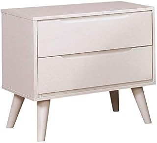 Furniture of America Belkor Mid-Century Modern Wood 2-Drawer Nightstand in White