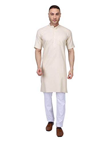 Image of Rajubhai Hargovindas Men's Premium Cotton Half Sleeve Solid Kurta