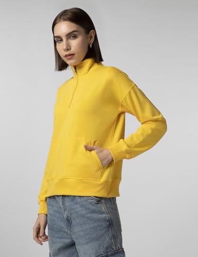 Image of FYLTR Women's Casual Stand Collar Sweatshirt with Drop Shoulder & Boxy Fit - Zip Closure | Utility Pockets | Rib Hem & Cuff | Sweatshirts for Women | Casualwear