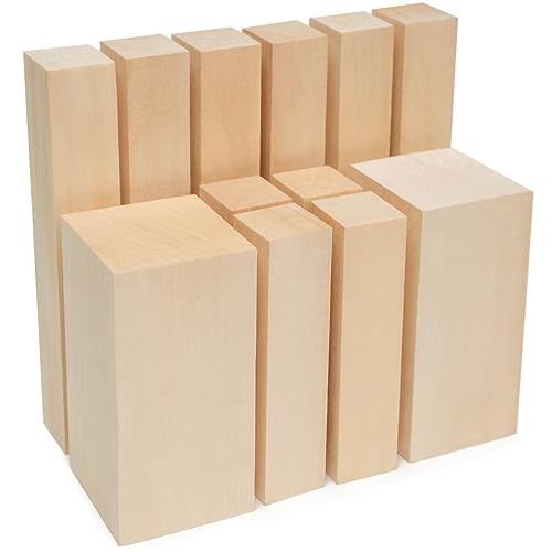 BeaverCraft Bloques de Basswood para Tallado BW12 pcs – Set de piezas suaves sin acabar para whittling, manualidades y proyectos de artesanía en madera