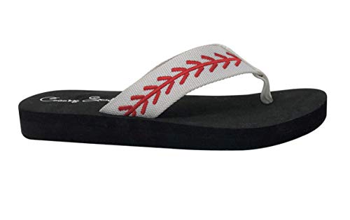 Cocomo Soul Baseball Flip Flops | Embroidered Slippers for Women | Baseball Mom Sandals3