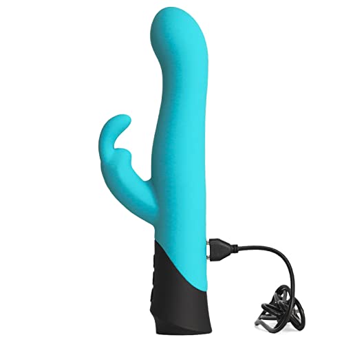 Conny, Vibrador Conejito, Estimulación de Clítoris y Punto G, Recargable USB, 5 Intensidades, 5 Modos de Vibración, Silicona, Suave, Sumergible (Turquesa)