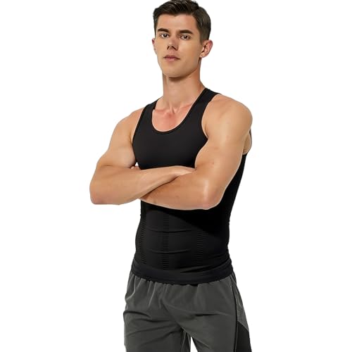 NIEEHBEGST 1 Pack Black Men Compression Tank Top Slimming Body Shaper Shirt Tummy Control Workout Shapewear S — view 5