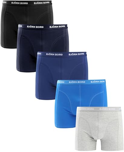 95% Cotone - 5% Elastan Björn Borg Uomini Boxer Cotton Stretch Boxer 5P Nero-Blu L