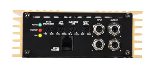 Image of Rockville RD600.1 Gold 1 Ohm Mono Car Amplifier, 600W RMS / 2400W Peak | Compact Class D, Metal Bass Knob, Clipping Indicator, MOSFET Power Supply, 45Hz Bass Boost, Tiffany RCA, Car Audio Amp