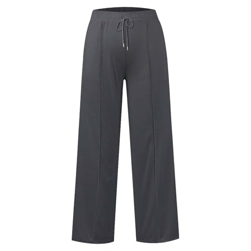 Kids Girls Wide Leg Sweatpants Causal Sweat Pants High Waisted Baggy Jogger Straight Leg Pants (Dark Gray, 12-13 Years)2