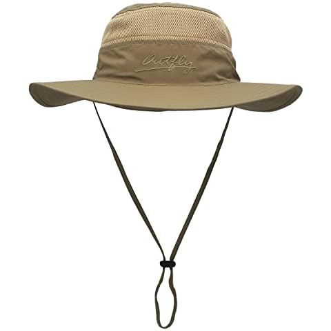 outfly Wide Brim Sun Hat Mesh Bucket Hat for Men and Women Lightweight Bonnie Hat Perfect for Finshing Dark Khaki Cover