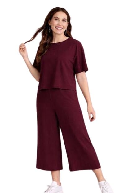 bombshell Women's Co-ords Two-Piece Set, Short Sleeve Top with Trousers Night Suit Relaxed Fit, Women Nightwear-picture-45