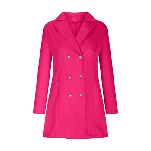 HGps8w Women's Double-Breasted Mini Blazer Dress, Classic Notched Lapel Long Sleeve Business Casual Jacket Outerwear3