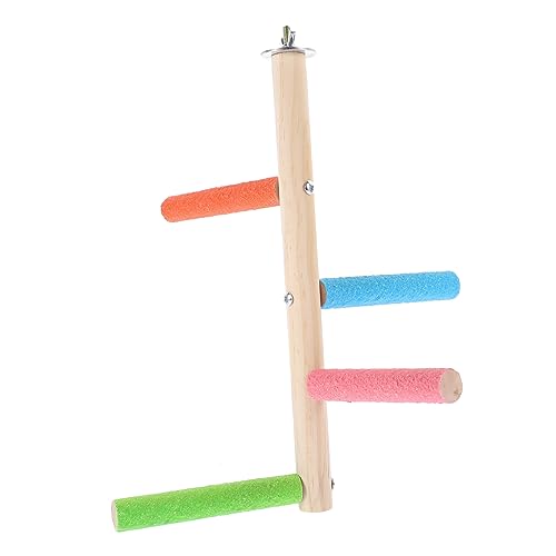 Happyyami Soporte para Percha de Pájaros Natural Jaula de Madera Resistente Accesorio para Loros Fácil Instalación Juguetes para Percha de Pájaros
