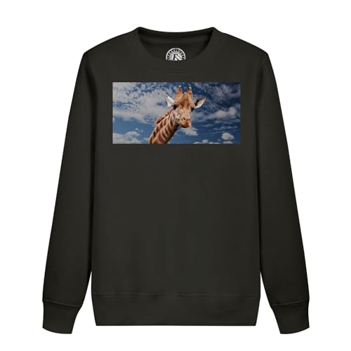 Sweatshirt enfant tête de girafe en plein ciel bleu de la savane