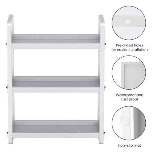Image of HNRLOY Bathroom Counter Organizer,Bathroom Countertop Organizer,Counter Shelf,Countertop Storage,Organization and Storage,Makeup Shelf,Sink Caddy(Grey 3 Tier)