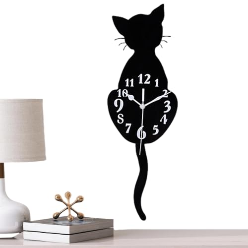Horloge murale chat silencieuse pour décoration de salon et chambre