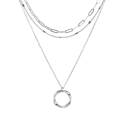 Colliers multi-rangs femme en acier inoxydable étanche et robuste aux reflets dorés et argentés