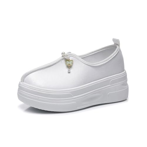 Chaussures en satin style chinois ornées de perles pour tenue de soirée chic