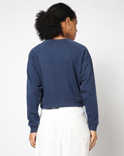Image of Gap Women Regular Fit Solid Full Sleeves Round Neck Cotton Sweatshirt