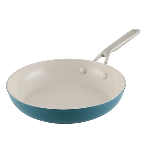 Image of KitchenAid Hard Anodized Ceramic Induction Nonstick Cookware Frying Pan /Skillet, Dishwasher Safe, 10 Inch Non Stick Fry Pan with Stainless Steel Handle - Agave Blue