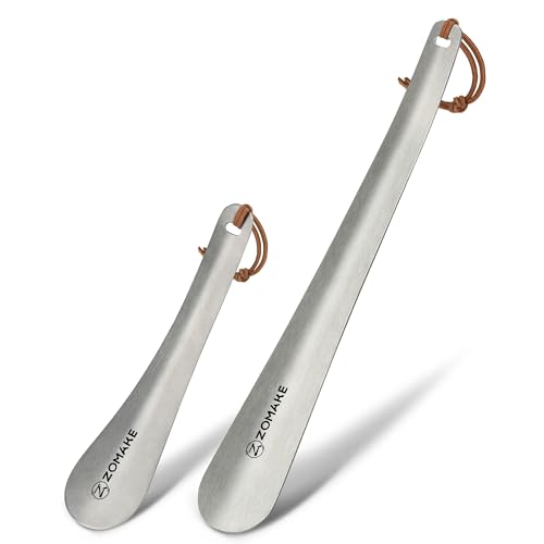 ZOMAKE Calzascarpe Lungo, Calza Scarpe Metallo 30cm Calzante per Scarpe Acciaio Inossidabile, 19cm Shoe Horn per Uomini Donne Anziani Facile Da Usare (2 Pezzi)