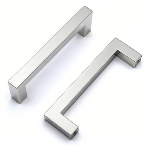 Drenky Lot de 2 boutons de porte en acier inoxydable argenté avec vis pour tiroir, armoire, meubles, cuisine, décoration d'intérieur, espacement des trous :...