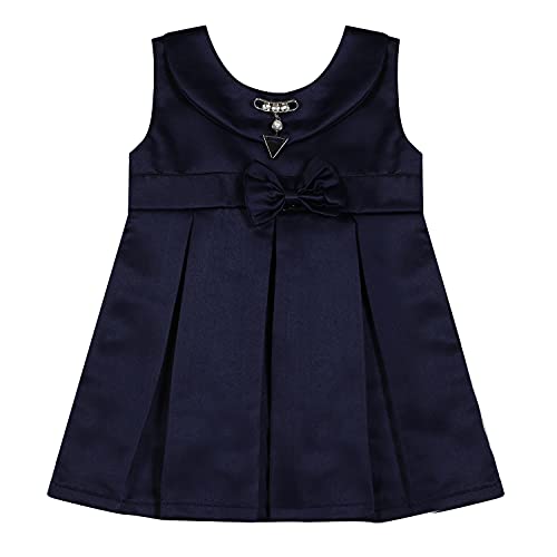 Image of SELVEL Baby Girls Frock Dress | Pleated Knee-Length Satin Dress (STN-PB-0361)