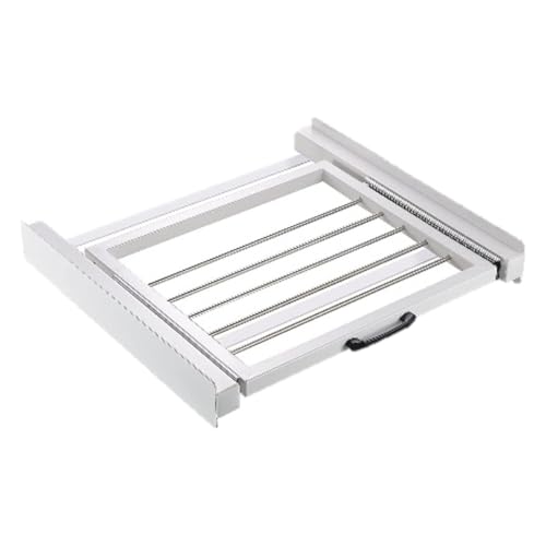 Fackelmann 129750 Kit de superposition lave-linge sèche-linge coulissant, Cadre Intermédiaire pour Lave-linge et Sèche-linge, Acier laminé à froid, aluminium, Blanc, 60 x 54 x 7.5cm