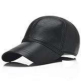 HIAPES Frühling und Herbst New Korean Herren Schaffell Glänzend Baseball Cap Casual Shopping Cap Schwarz, Black, One size
