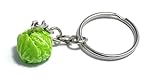 FizzyButton Gifts Resin Brussels Sprout Cabbage Charm Keyring Key Ring with Silver Tone Keychain
