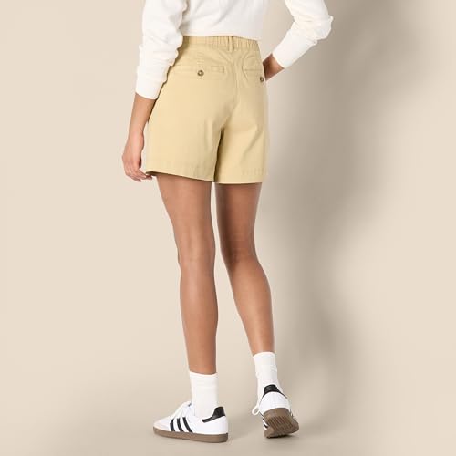 Amazon Essentials Women's High-Rise Relaxed-Fit A-line Elastic Back Shorts, Tan, 2 - image 2