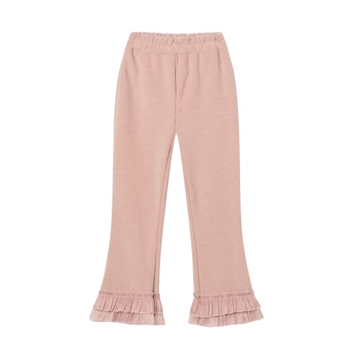Mud Kingdom Girls Flared Leggings Layered Lace Hem Bell Bottom Elastic Waist Pants Casual