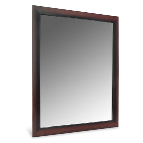 Decorative Wall Mirror Hangs Horizontal and Vertical Rectangular Standard Frame 16" x 20" (Cherry)