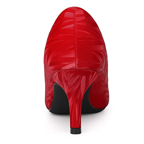 Allegra K Women's Pointed Toe Leaves Print Slip on Kitten Heel Pumps4