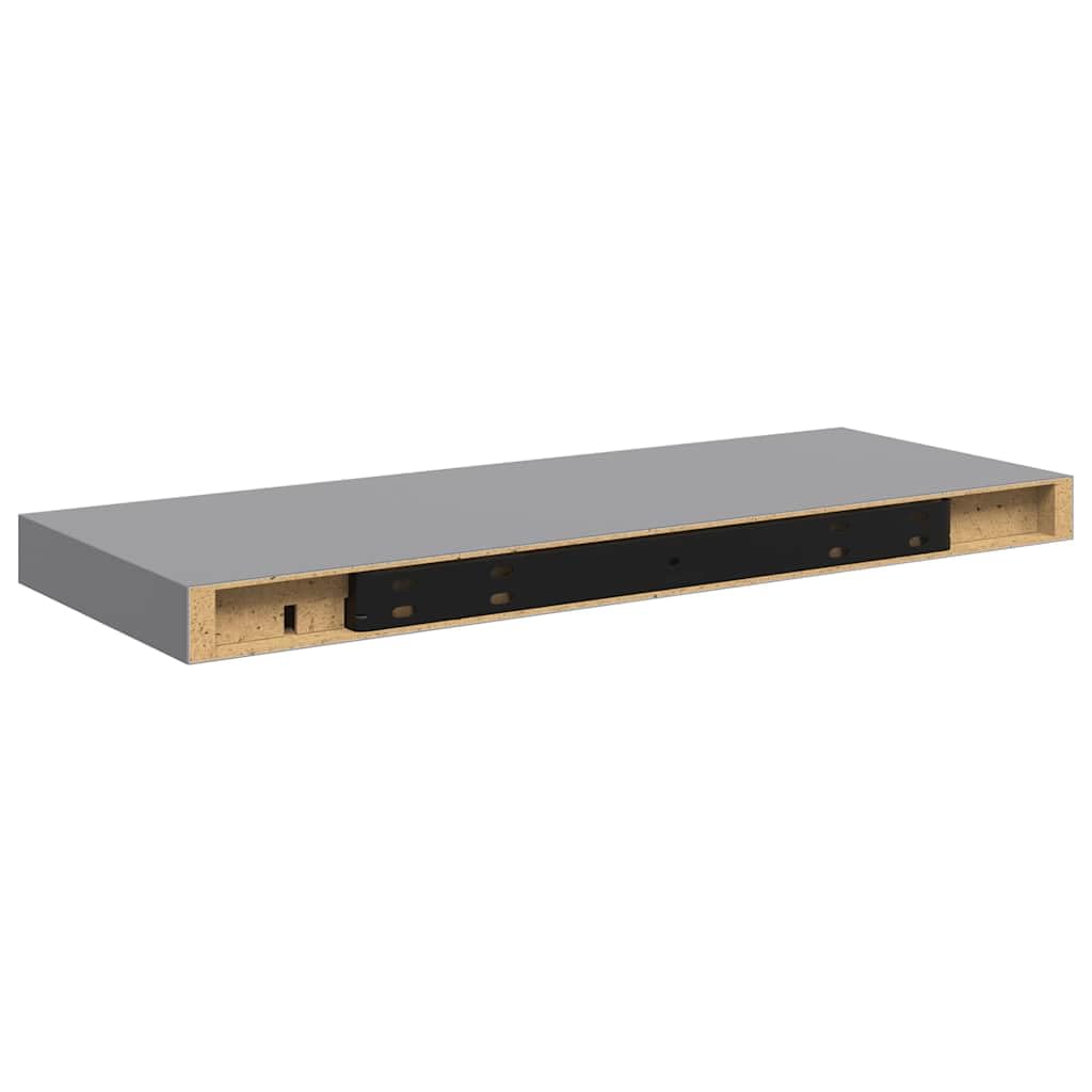 Półki wiszące, 4 szt., szare, 60 x 23,5 x 3,8 cm, MDF, zestaw półek ściennych do sypialni, wytrzymałe półki wiszące na książki i dekoracje, łatwy montaż