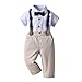 Produktbild XSportmode 2t Anzug Button-Down-Hemd Hose Jungen Säuglingskleid Kleidung Kleinkind Junge Formelles Outfit Kurzärmeliger Anzug, Sommer 2-teiliges Baumwollhemd + Overall(NewBlue,100cm)