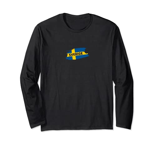 Flag Sweden Long Sleeve T-Shirt, Black