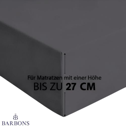 BARBONS Spannbettlaken 160x200cm - 100% Baumwolle Spannbetttuch Anthrazit – Ansicht 2