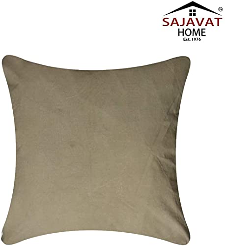 Image of SAJAVAT HOME CC78 Cotton Stripe Khadi Print Cushion Cover (Pack of 1) 18x18 INCHES /45x45 cm Blue & Off White (Beige Brown, Cotton)
