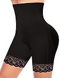 DERCA Tummy Control Shapewear Shorts for Women High Waisted Body Shaper Thigh Slimmer Lace Slip Shor