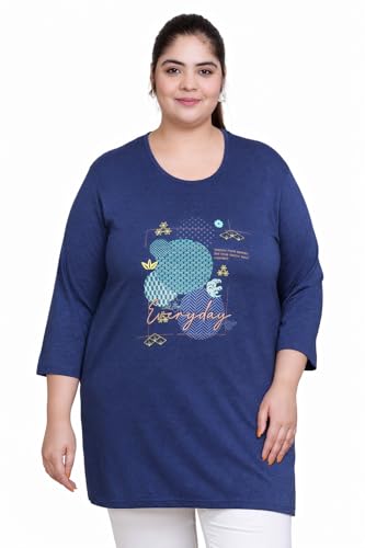 Image of In Love Women's Plus Size Longline T-Shirt with Side Pocket, 3 /4 Sleeve, Crew Neck